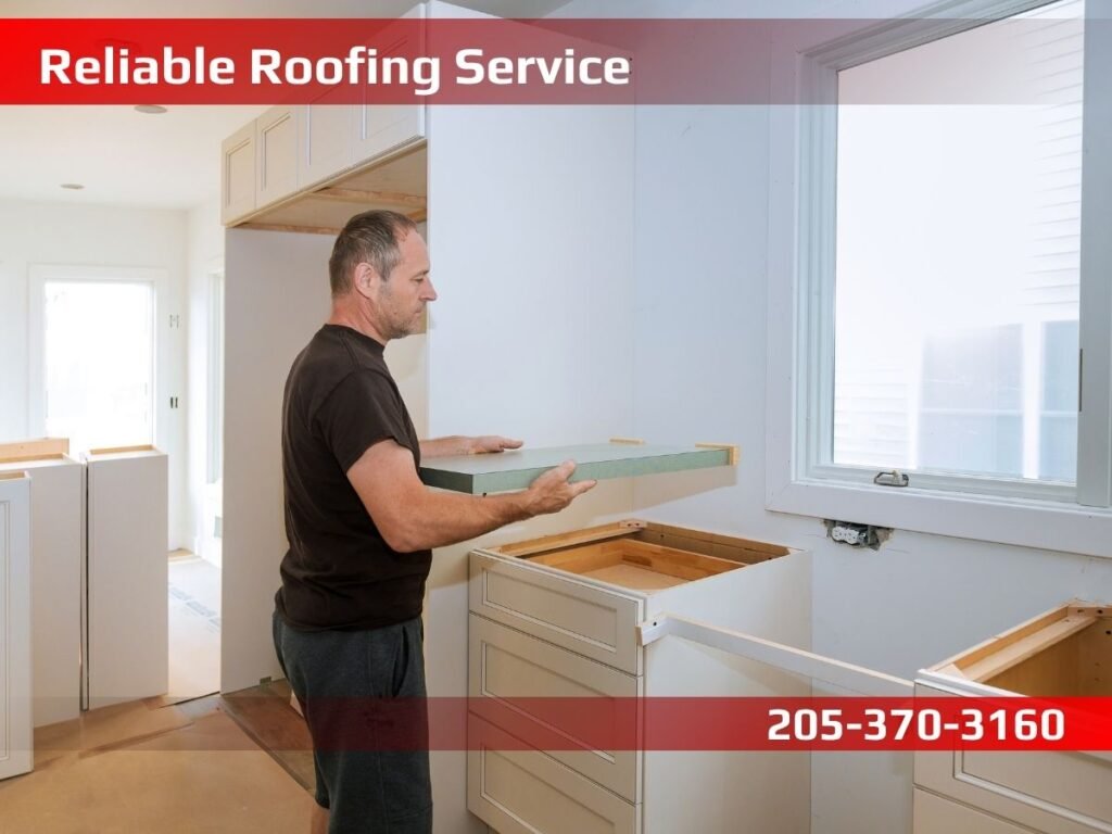 Kitchen renovation Vestavia Hills with sleek backsplash and durable flooring by Reliable Services Roofing