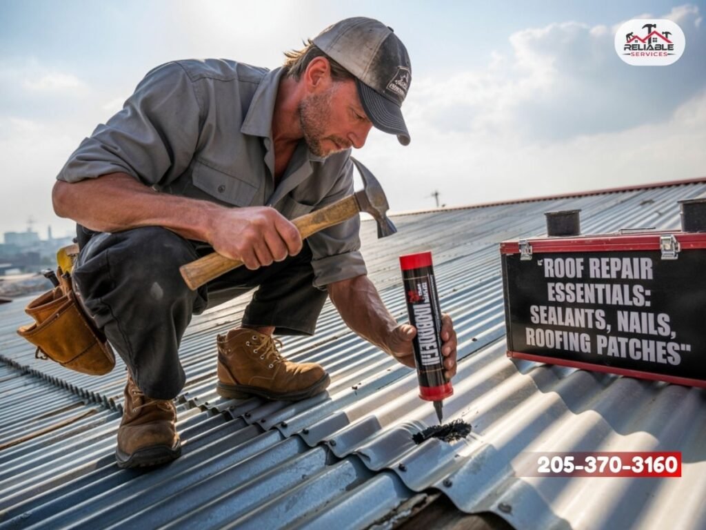 Tin roof leak repair by Reliable Services Roofing