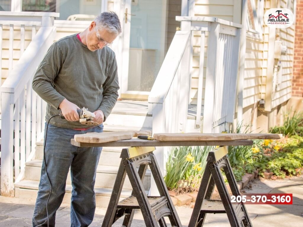 Professional concrete contractors repairing porch steps in Birmingham, AL