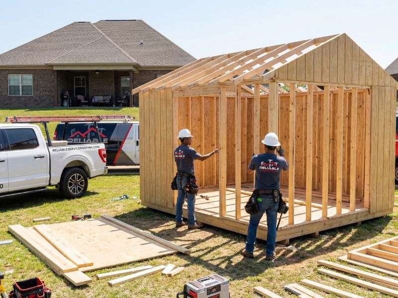 Shed storage construction process for residential property in Mountain Brook, AL