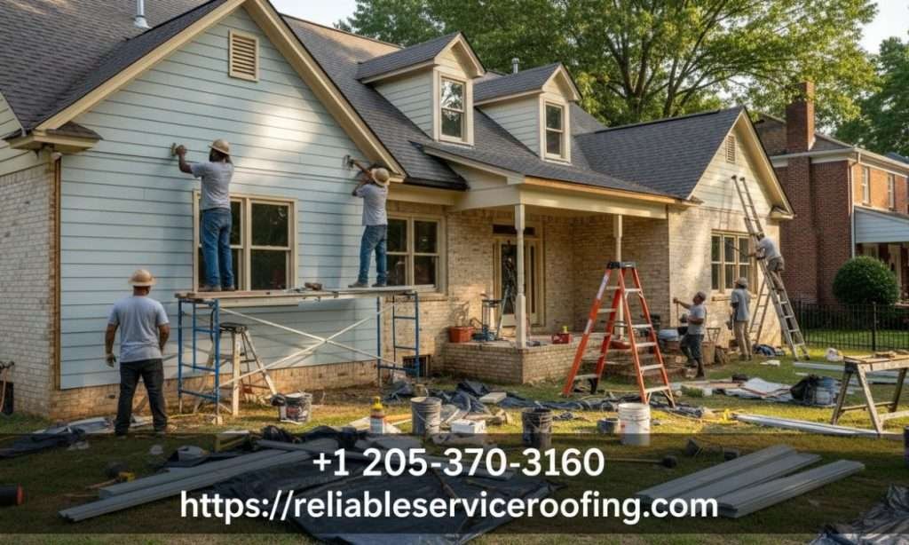 Side-by-side comparison of a house with freshly painted exterior and a home with new vinyl siding, illustrating long-term cost differences and maintenance considerations.