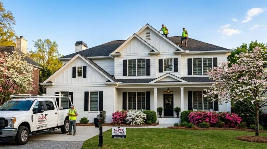Beautifully painted and pressure washed Atlanta GA home exterior in Virginia-Highland – professional house painting and cleaning services by Reliable Services