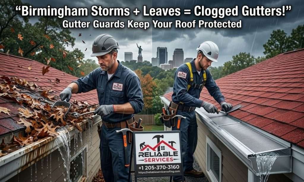 Birmingham Clogged Gutter Problem – Roofers Installing Gutter Guards to Protect Homes from Storm Damage