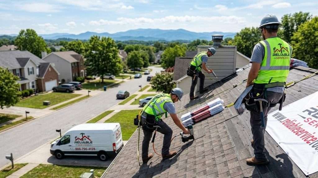 Expert roof repair Knoxville TN on a local home by Reliable Services – fast, reliable roofing fixes in Knoxville Tennessee