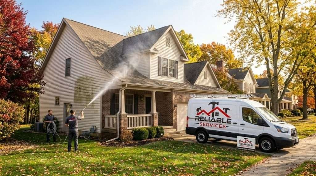 Professional house pressure washing Columbus IN restoring siding and curb appeal in local neighborhoods.