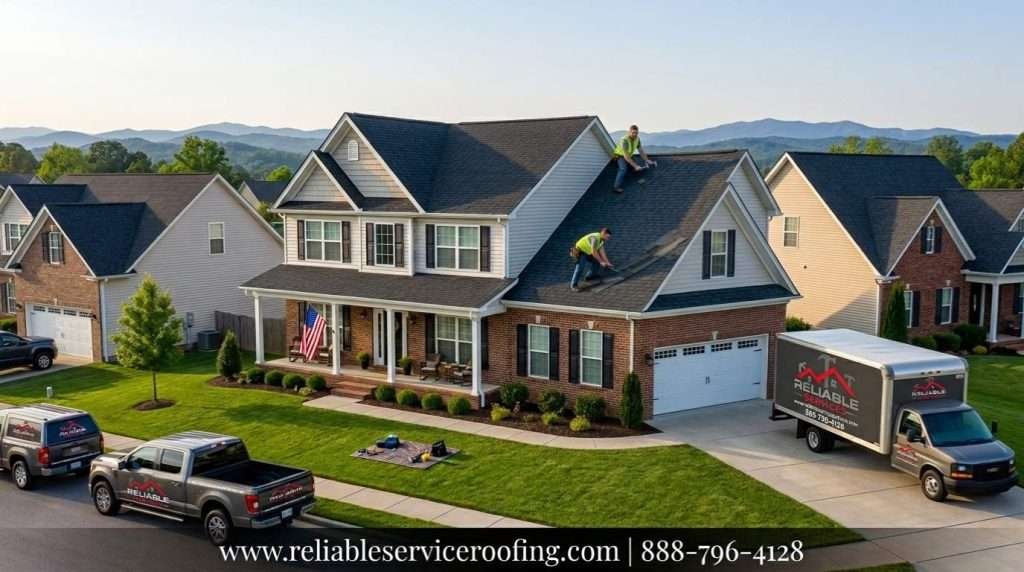 Reliable Services roofing team performing professional roof repair Knoxville TN on a local home in Tennessee