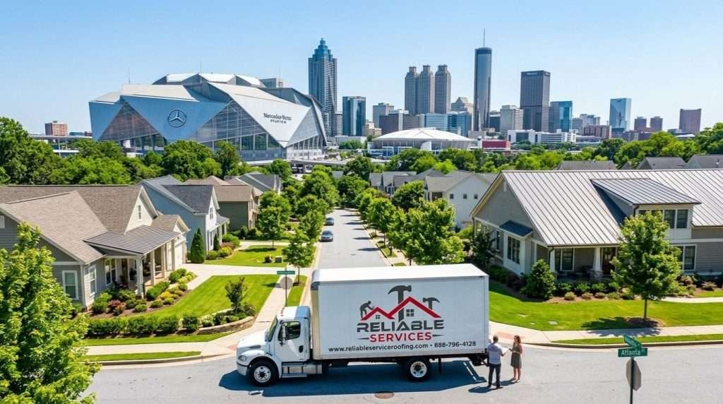Reliable Services storage truck serving neighborhoods across Atlanta GA