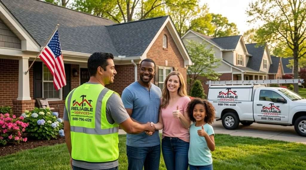 Satisfied Knoxville homeowner with Reliable Services after professional roof maintenance