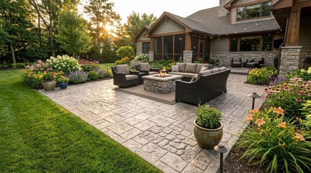 Stamped concrete patio design Columbus IN