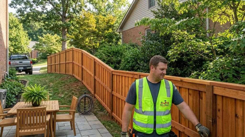 Wood privacy fence Knoxville TN – Durable natural wood private fencing installed by Reliable Services