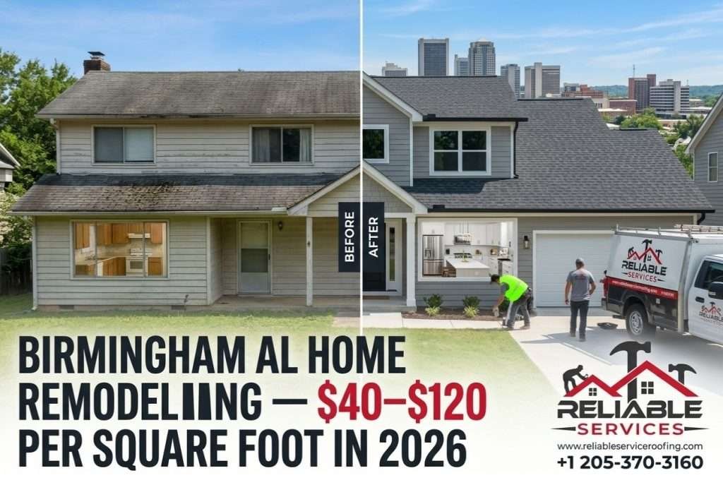 Home Remodeling Cost Per Square Foot Birmingham AL: 2026 Complete Pricing Guide from Reliable Service Roofing