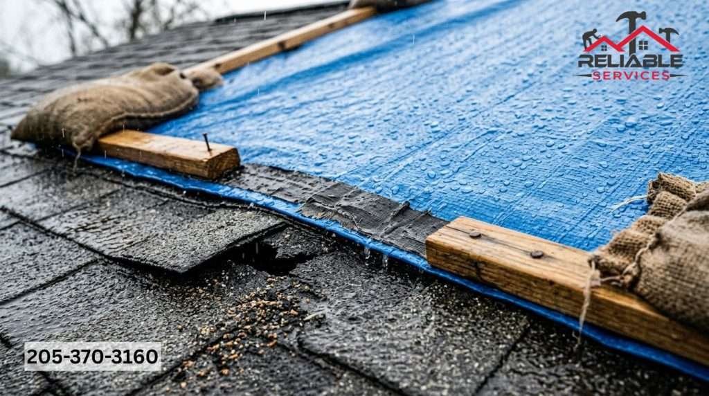 how to stop a roof leak temporarily Birmingham AL - emergency roof tarping step-by-step on leaking roof Alabama home