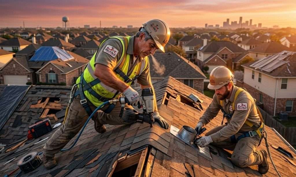 Emergency Roof Repair in Houston – Roofers Fixing Storm-Damaged Shingles
