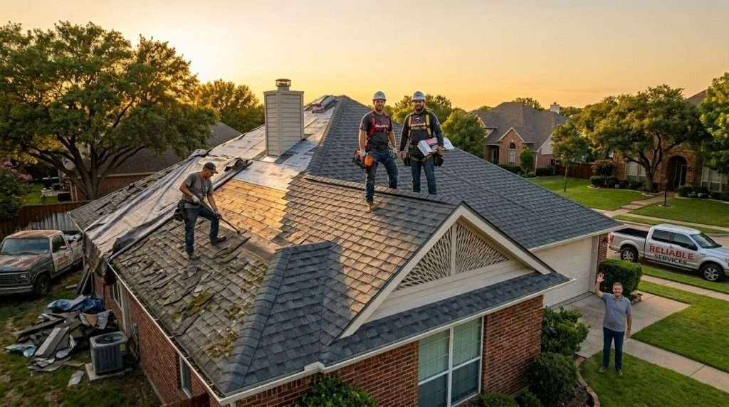 Hail damage roof replacement Plano Texas residential roofing