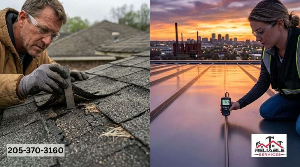 Metal vs asphalt roof lifespan Birmingham humidity