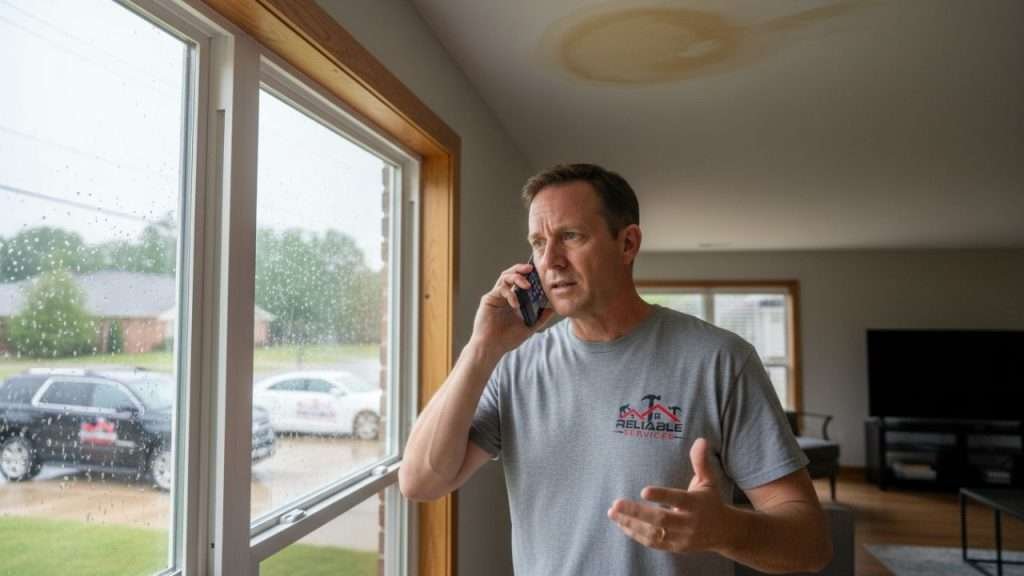concerned homeowner inside a modern suburban house
