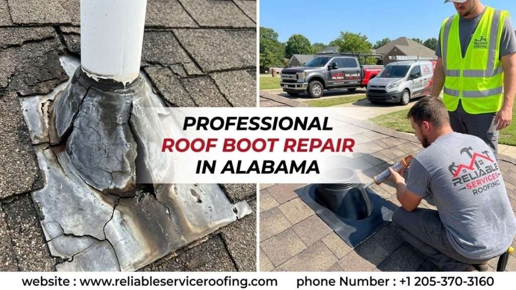 Before and after roof boot replacement and repair