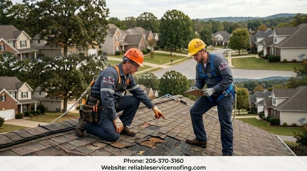 Birmingham AL roofers showing roof damage warning signs