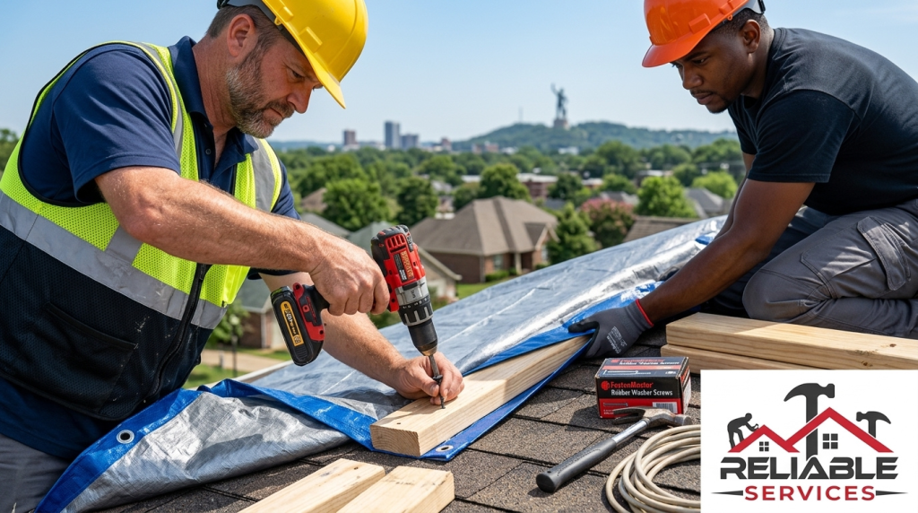 How to secure a tarp to a roof step by step with wood boards and screws