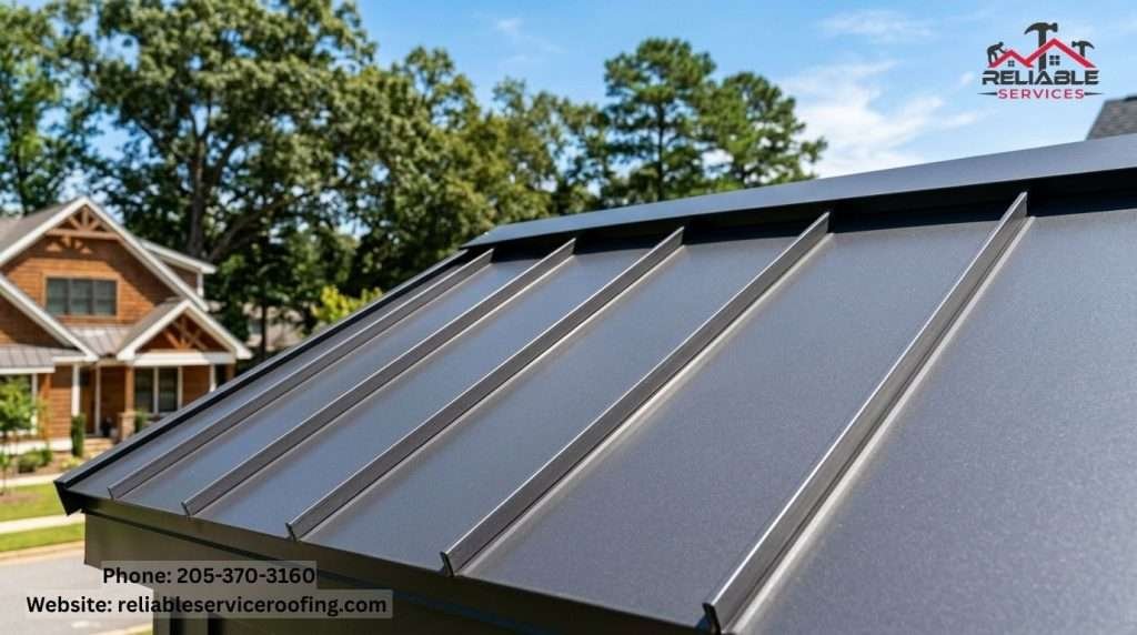 Close-up of high-quality standing seam metal roofing in Birmingham Alabama