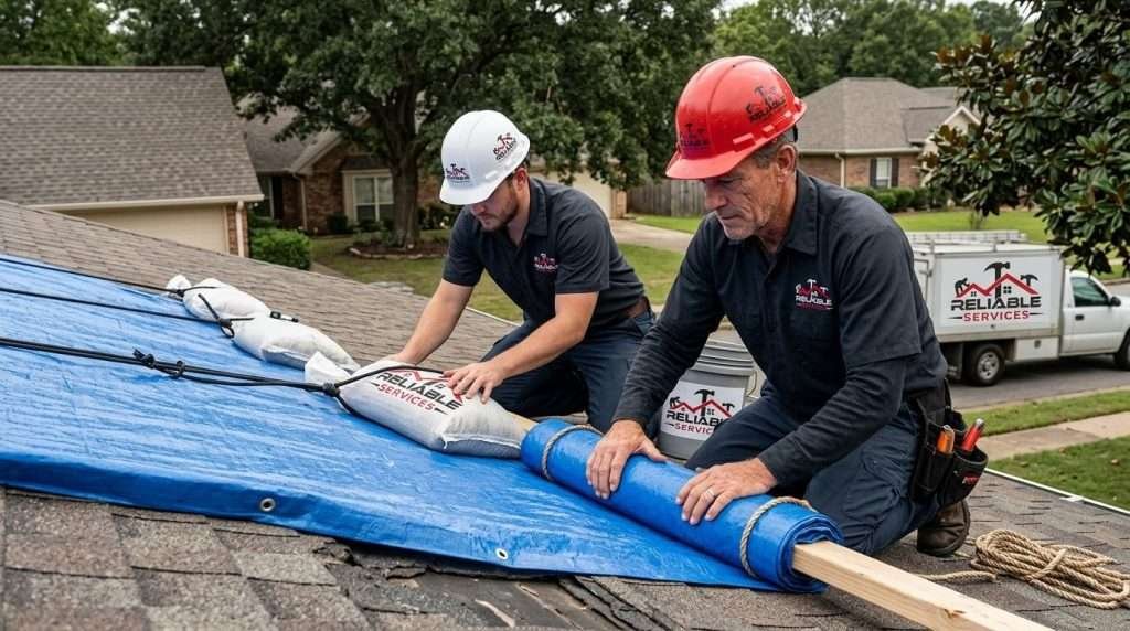 Emergency roof tarping by professional roofers in Birmingham AL - fast storm damage repair