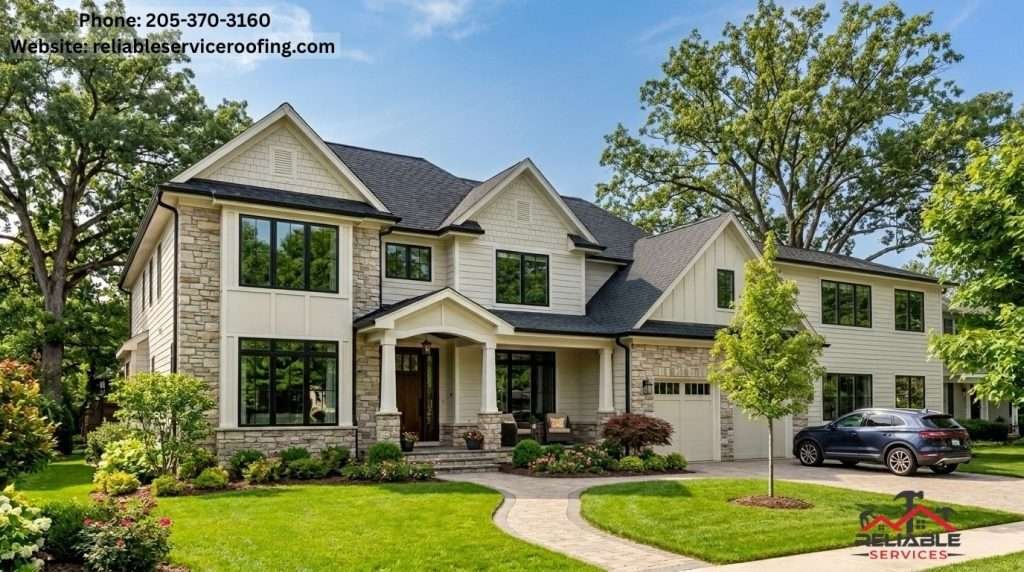 Modern Birmingham home with new roof and renovated exterior. Text_ Finance Your Dream Home Remodel in Alabama