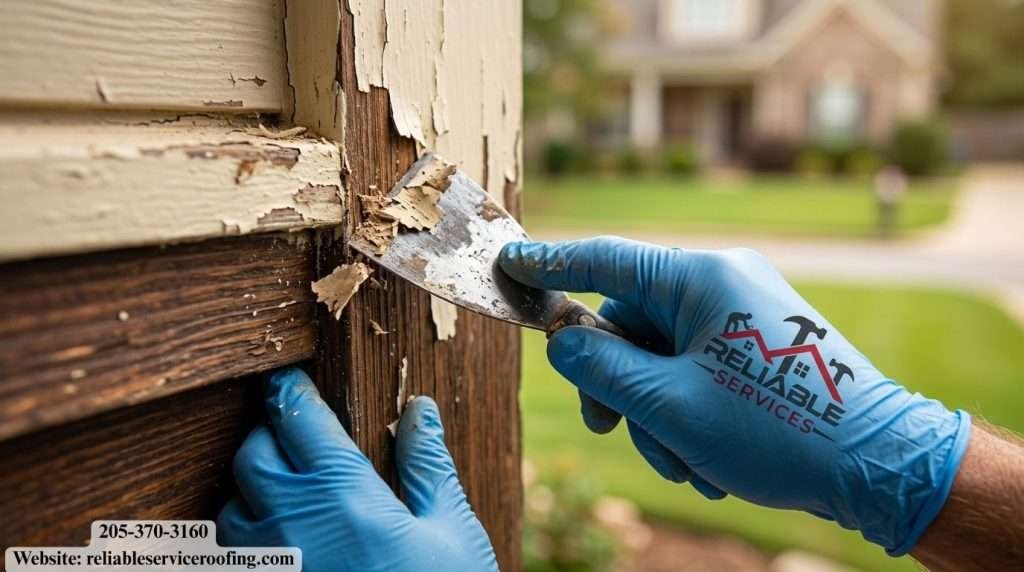 Painter preparing house siding in Birmingham AL