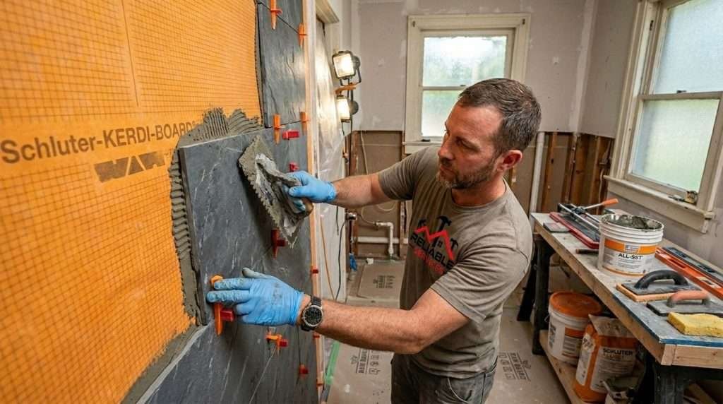 Professional shower tile installation with waterproofing in Tuscaloosa