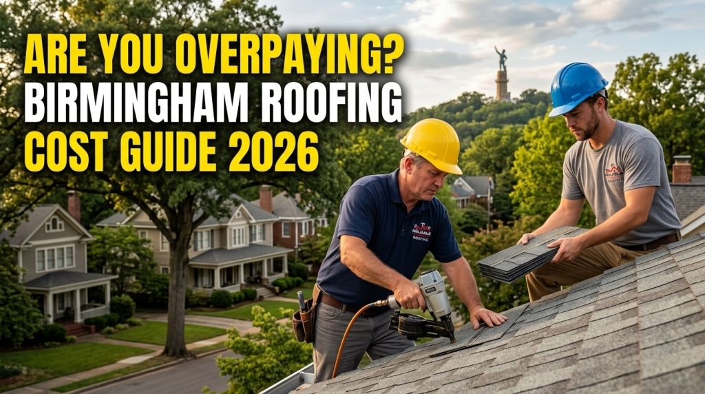Reliable Service Roofing contractors installing asphalt shingles on a home in Birmingham AL