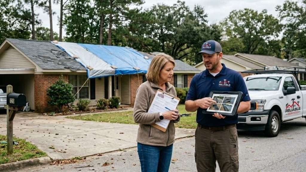 Roof damage insurance consultation