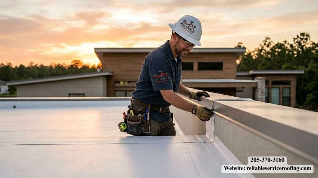 White TPO membrane roof quality inspection