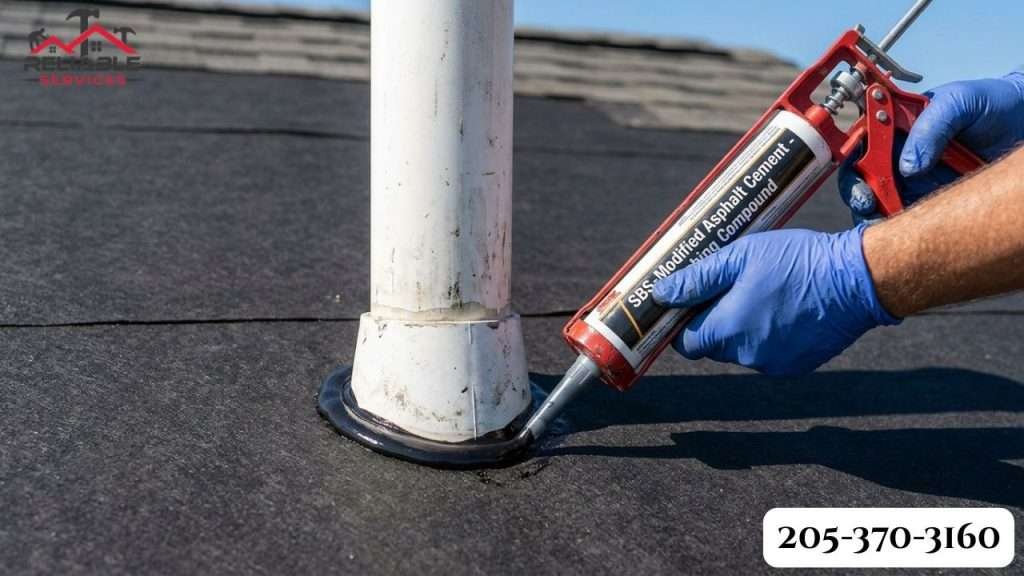 Roofing tools and safety harness arranged on a shingle surface