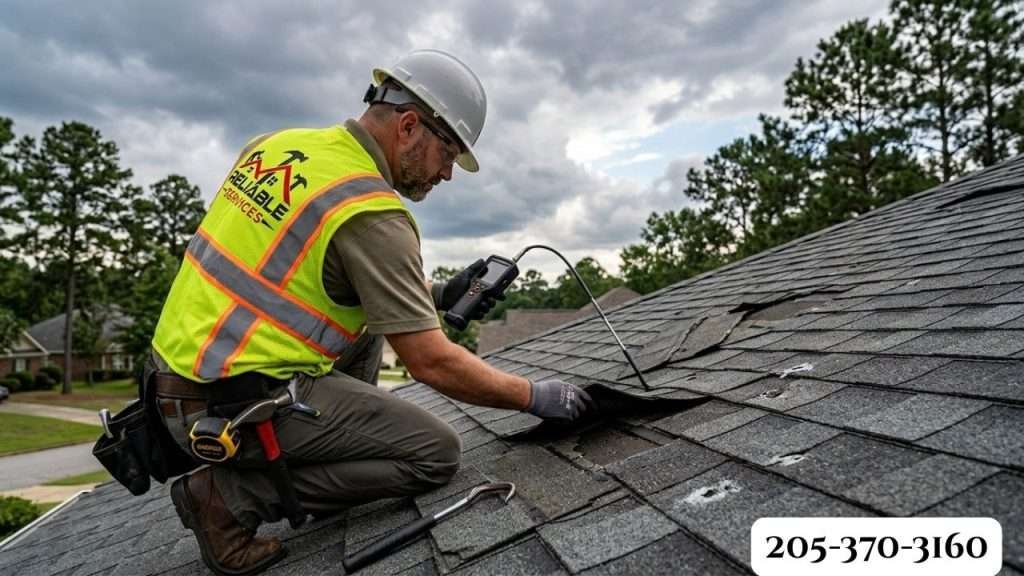 Storm damaged roof inspection
